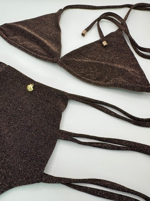 High rise triple tie bikini bronze