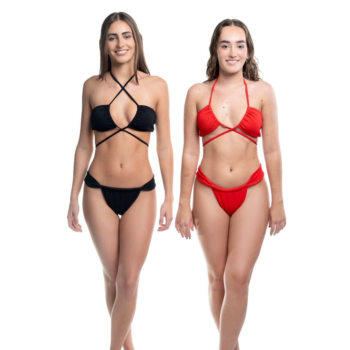 Low rise curtain bikini red