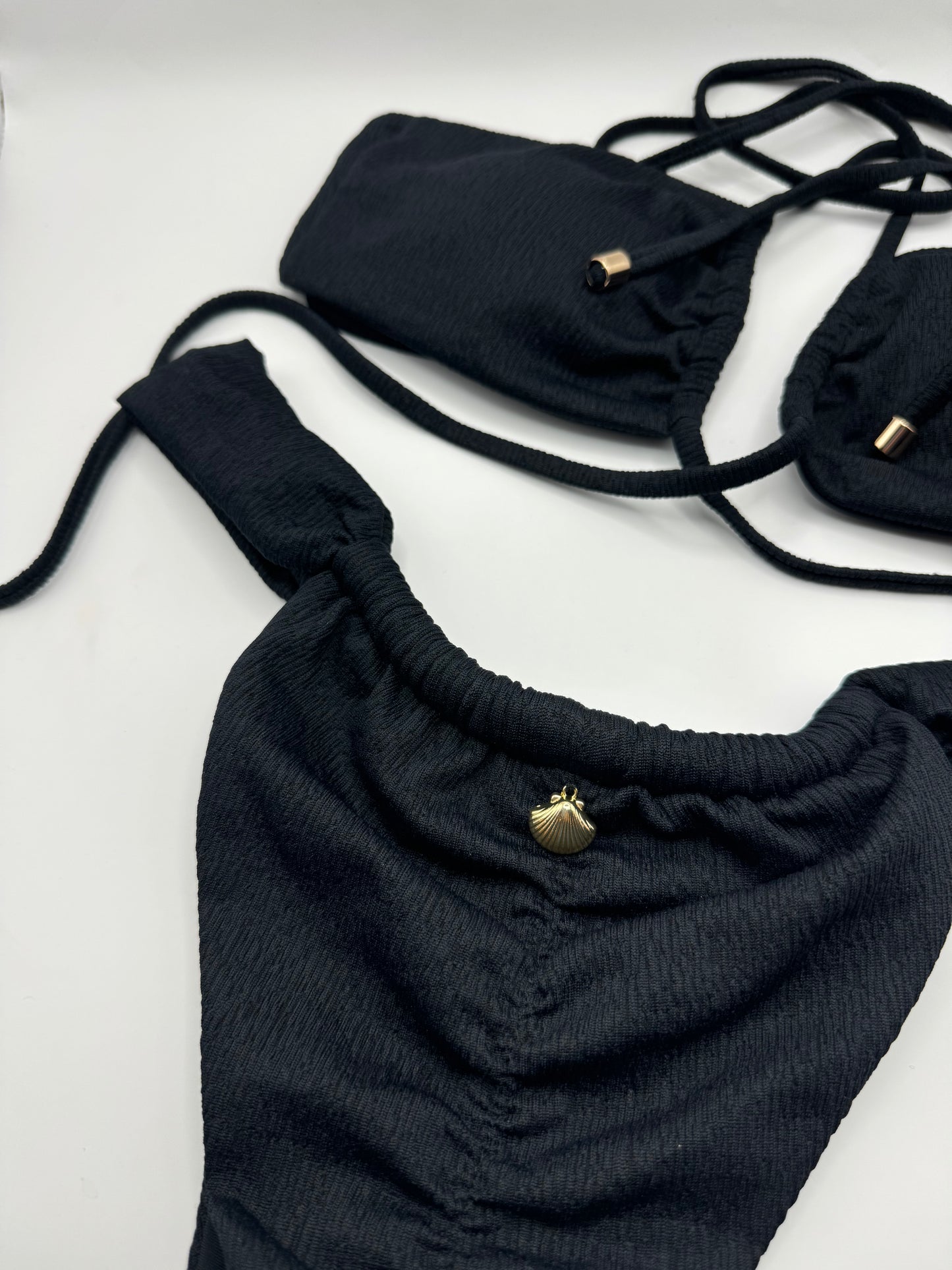 Low rise curtain bikini black