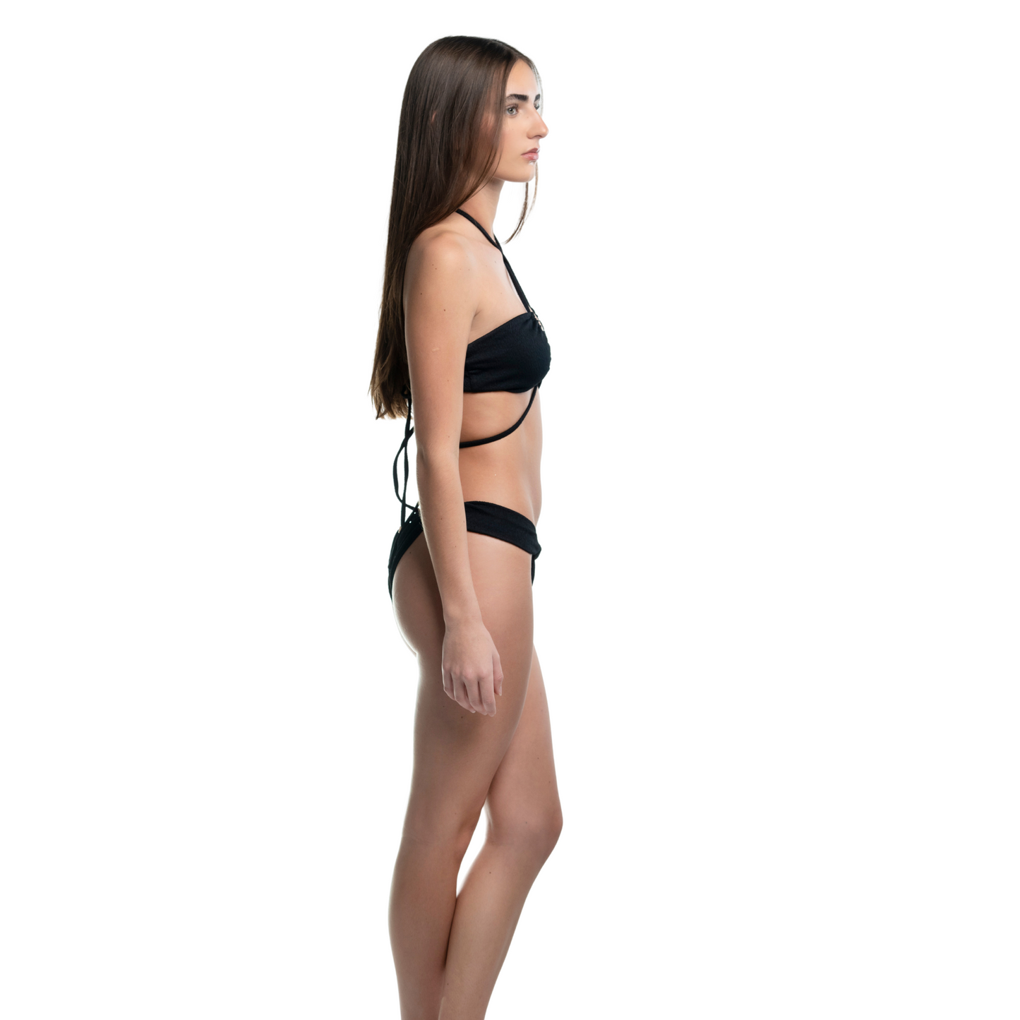 Low rise curtain bikini black