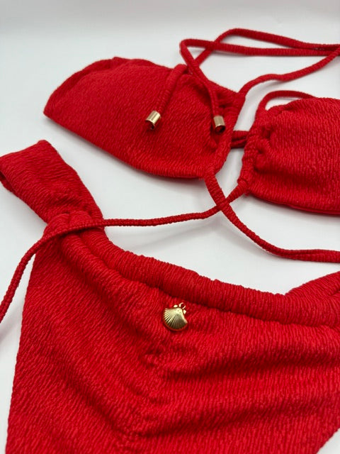 Low rise curtain bikini red